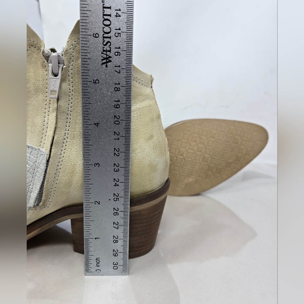 Dkode Bottine Womens Cowgirl Boots Sz 7.5 Distressed Leather Patchwork Side Lace - Picture 10 of 12